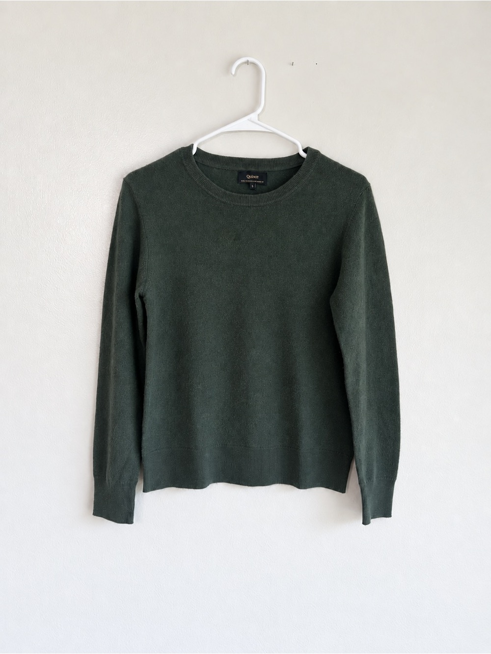 Quince 100% Mongolian Cashmere Crewneck Sweater Moss Green Small